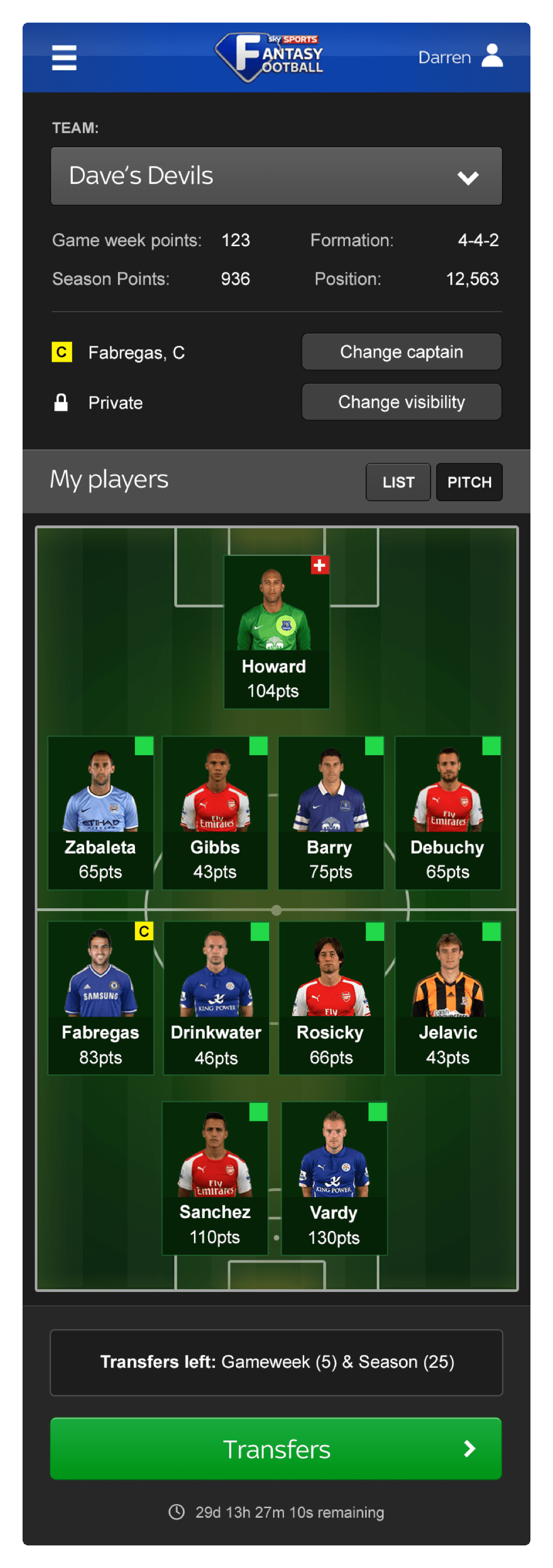 Fantasy Football Transfers Mobile